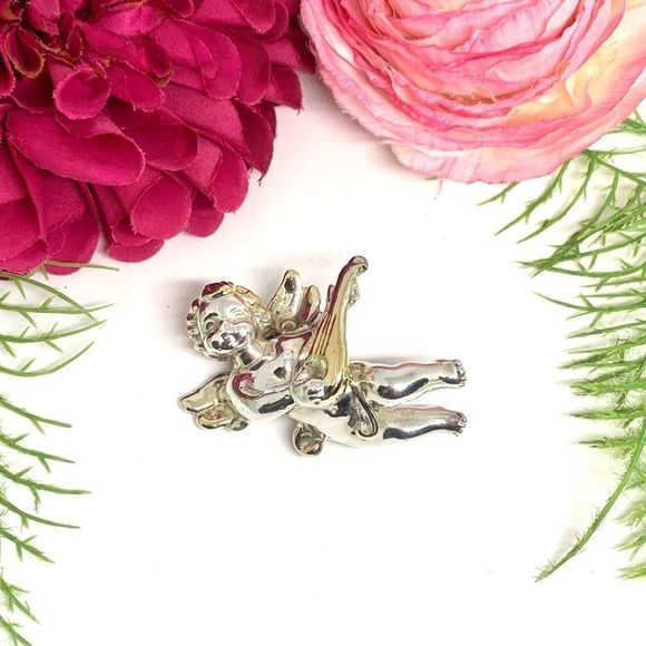 VINTAGE⚜️Sterling Artisan SAM PHILIPE Cherub Pin - Picture 1 of 14